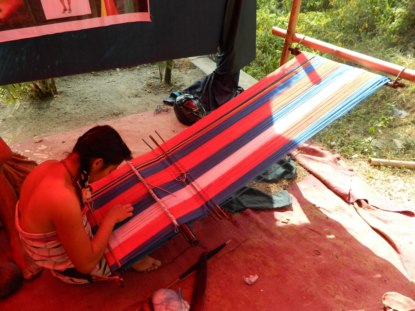 A Mizo weaver at work